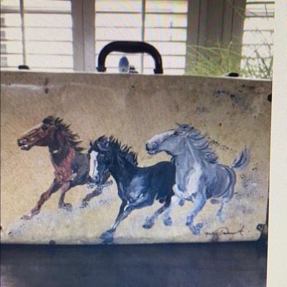 Art on metal suitcase